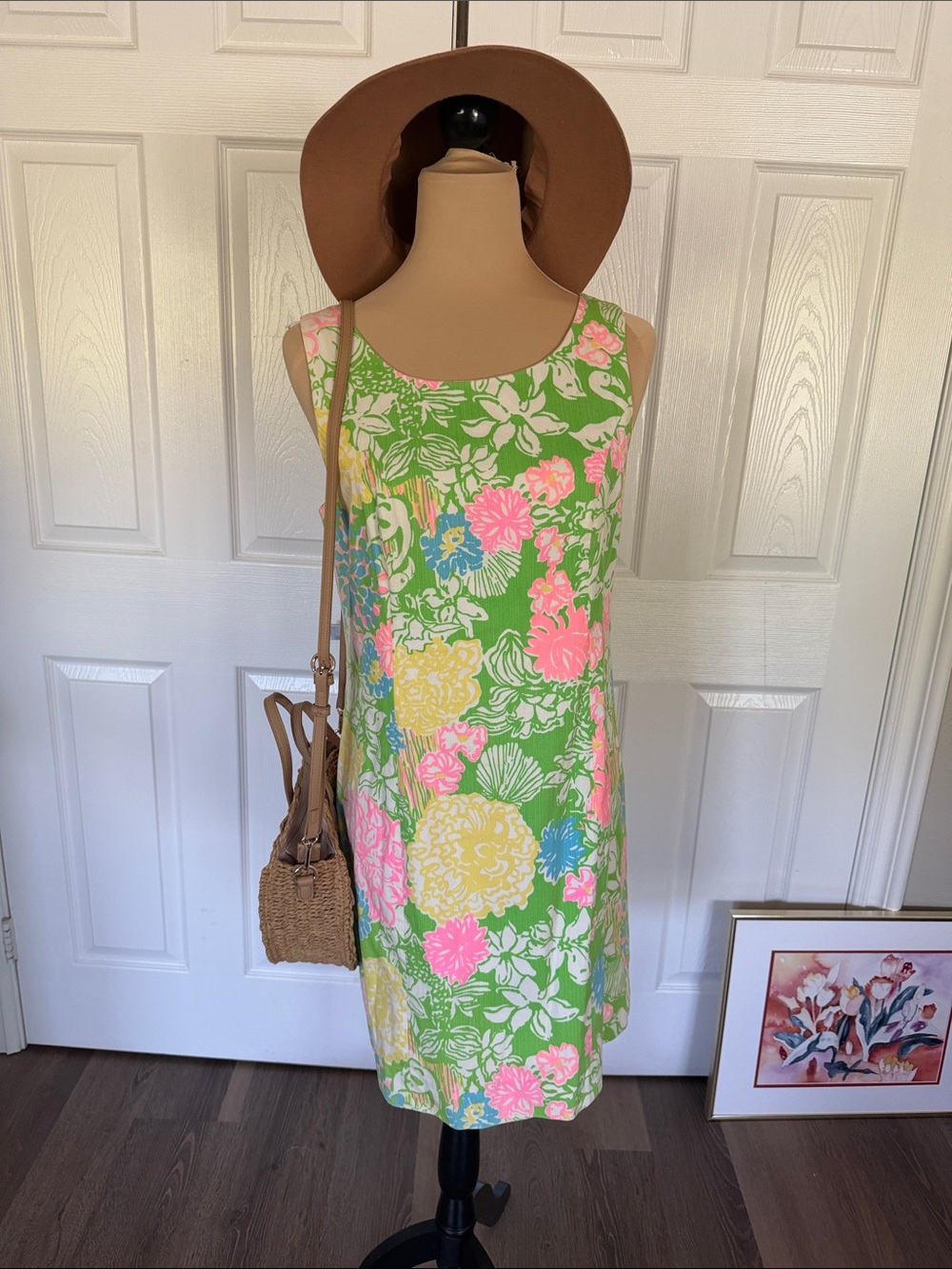 Lilly Pulitzer Bright Floral Shift Dress in Green, Pink & Yellow